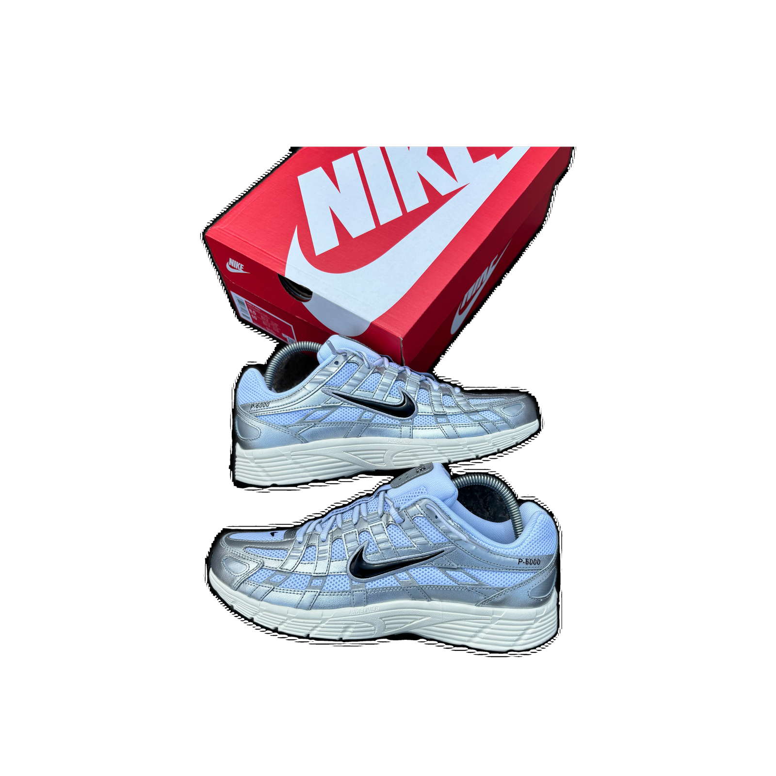 Nike P-6000 White Metallic Silver Flat Silver Black
