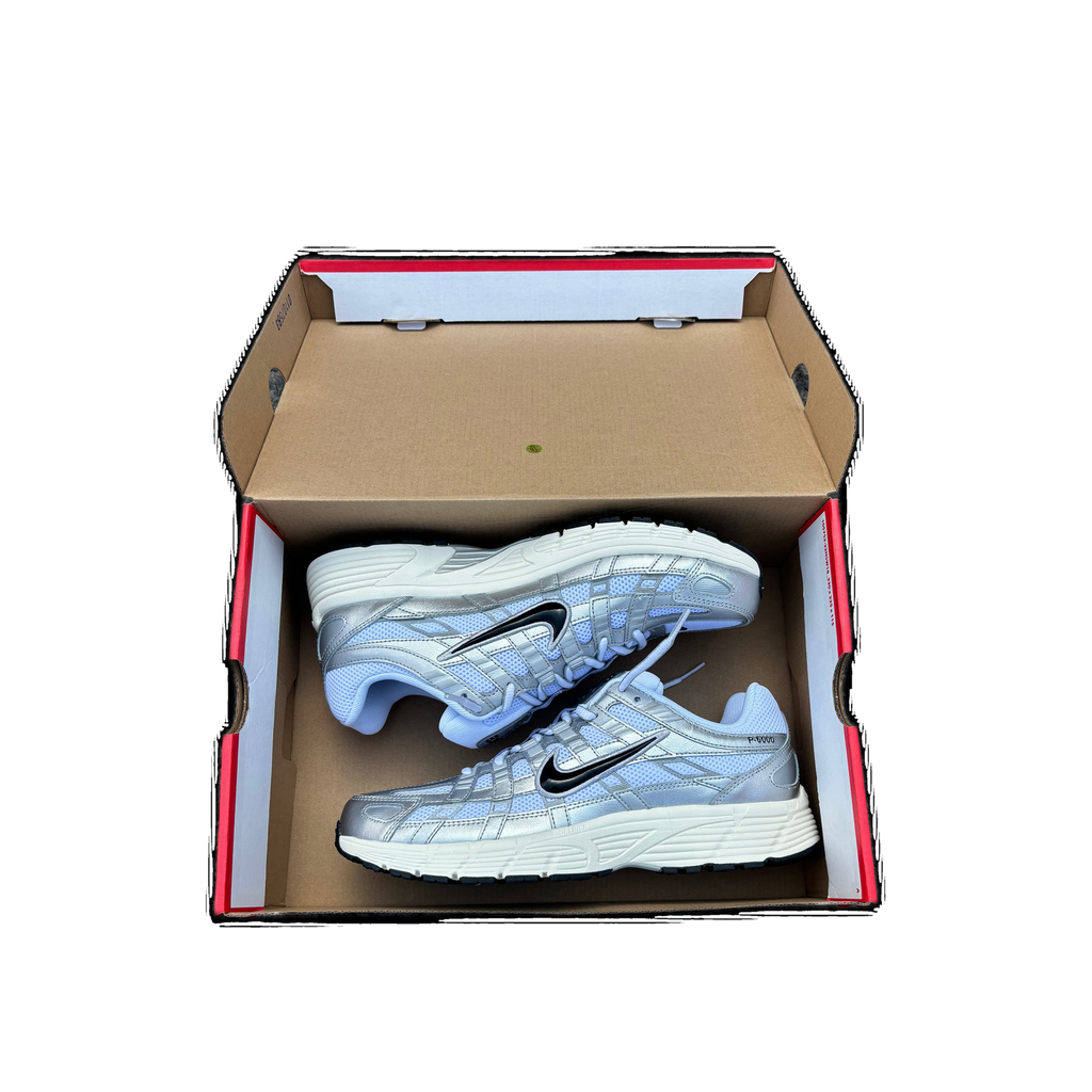 Nike P-6000 White Metallic Silver Flat Silver Black